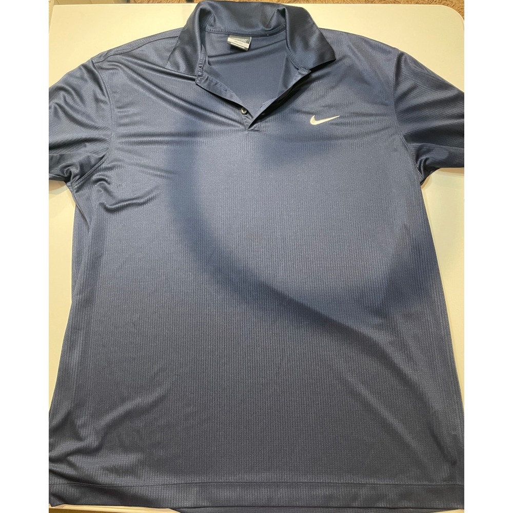Nike Golf Mens XL Dri-FIT Victory Polo Shirt Navy Blue Short Sleeve Textured